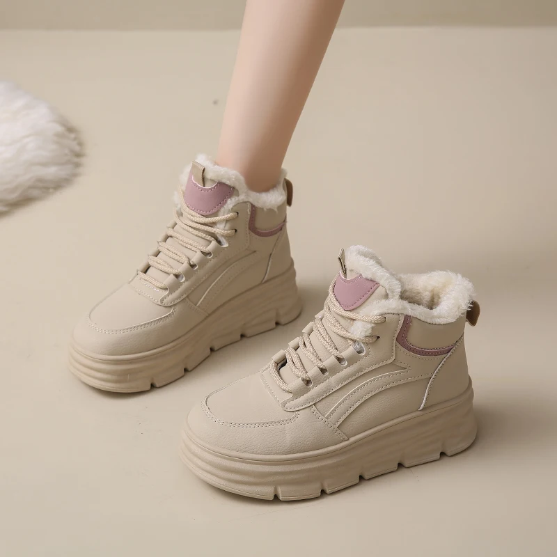 Fashion New Winter Women's Cotton Shoes Comfortable Warm Plush Soft Non-slip Wear- -resistant Flat Casual Shoes Bean Shoes