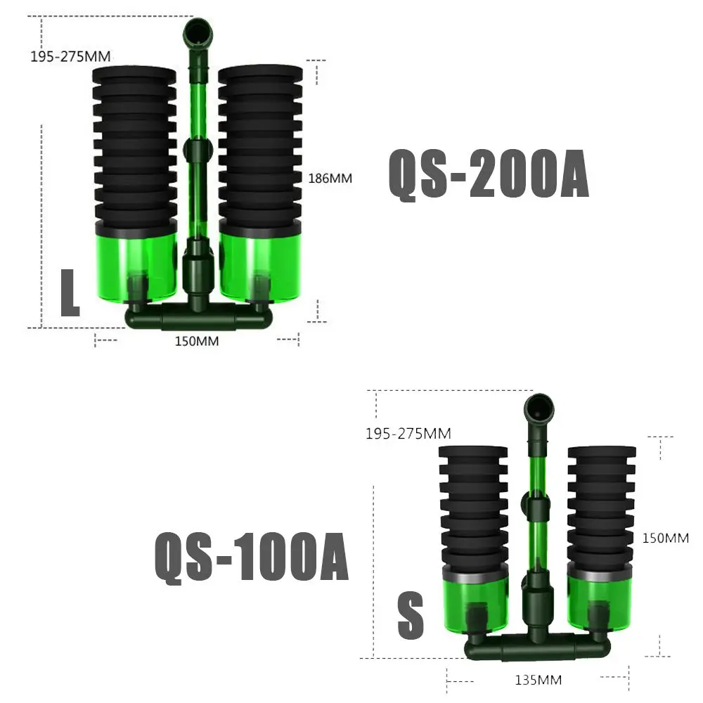 Filtro biochimico in spugna spugne a doppia testa pratico filtro in schiuma filtro in spugna per acquario QS-100A QS-200A attrezzatura per acquario