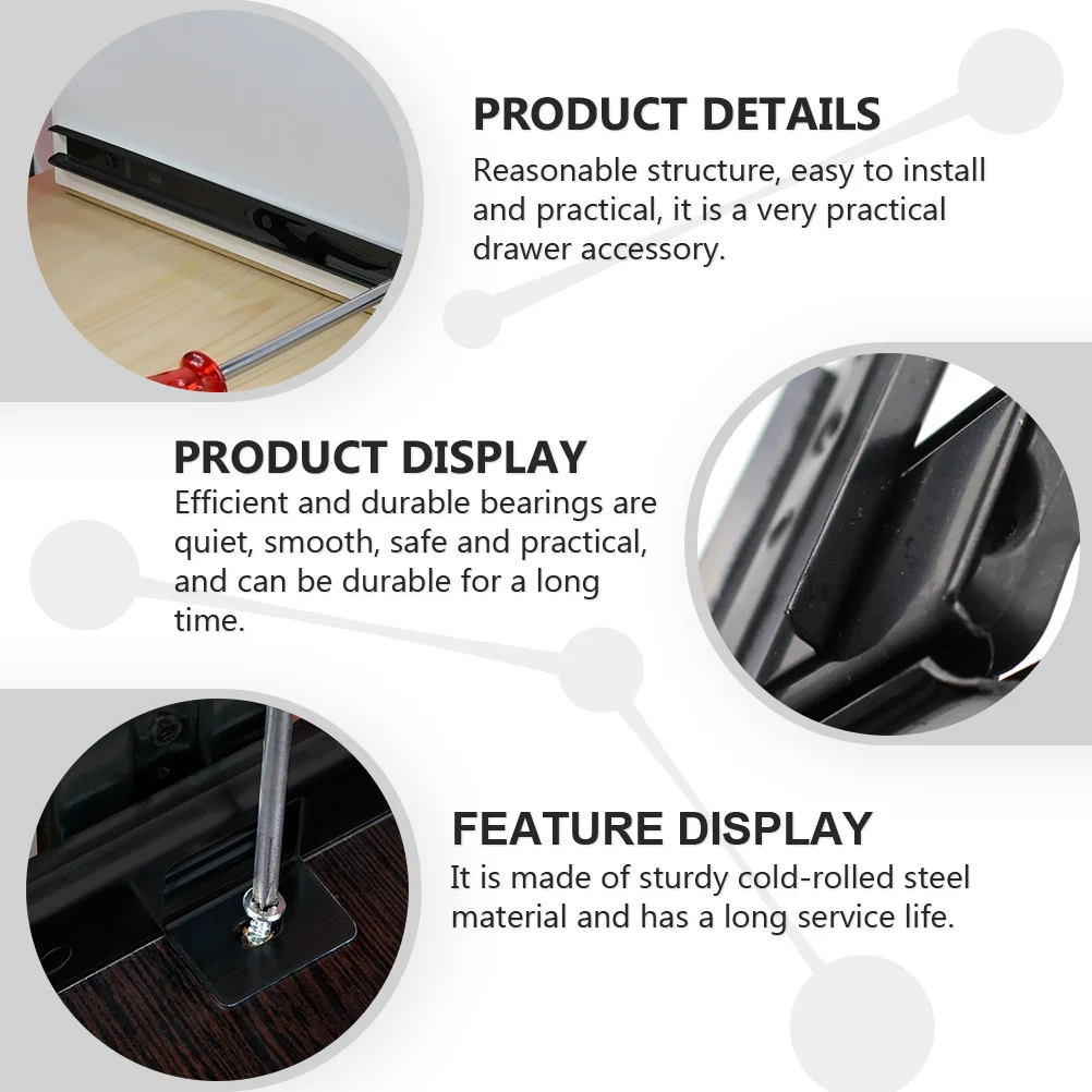 

1 Pair Slide Drawer Rail Rails Heavy Duty Drawer Extension For Computer Desk Cabinet Closet Metal Slides Track