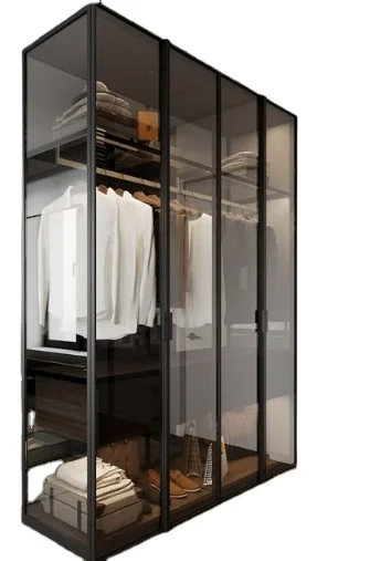 Custom DIY European Modern Waterproof Lockable Bedroom Furniture Wardrobes With Convertible Wall Design