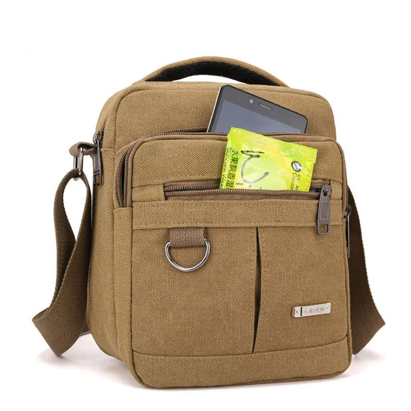 Canvas Shoulder Bag Men\'s New Korean Style Canvas Messenger Bag Outdoor Leisure Travel Portable Single-Shoulder Bag