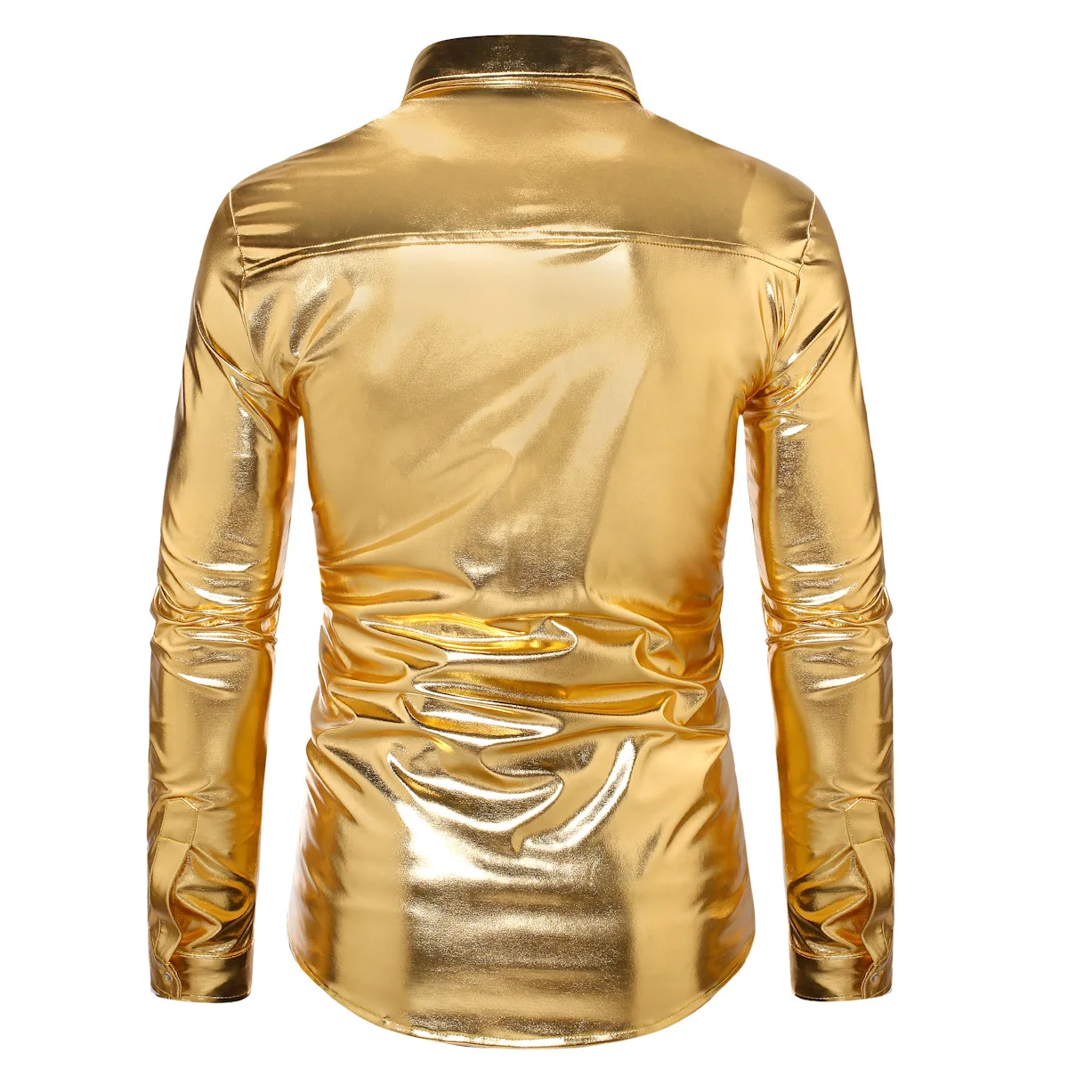 Glanzende Heren Shirt Prom Disco Night Club Lovertjes Metallic Cosplay Kleding Lange Mouw Shirts Halloween Bday Party Stage Kostuum