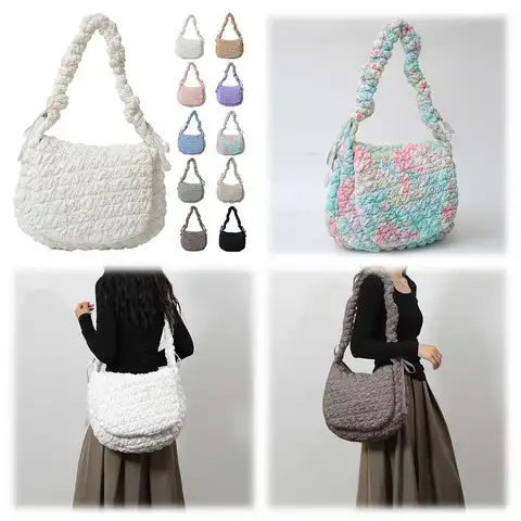 Puffer-Einkaufstasche, gesteppte, bauschige Umhängetasche für Damen, verstellbarer Riemen, Tragetasche, Puff-Geldbörse für Reisen, Arbeit