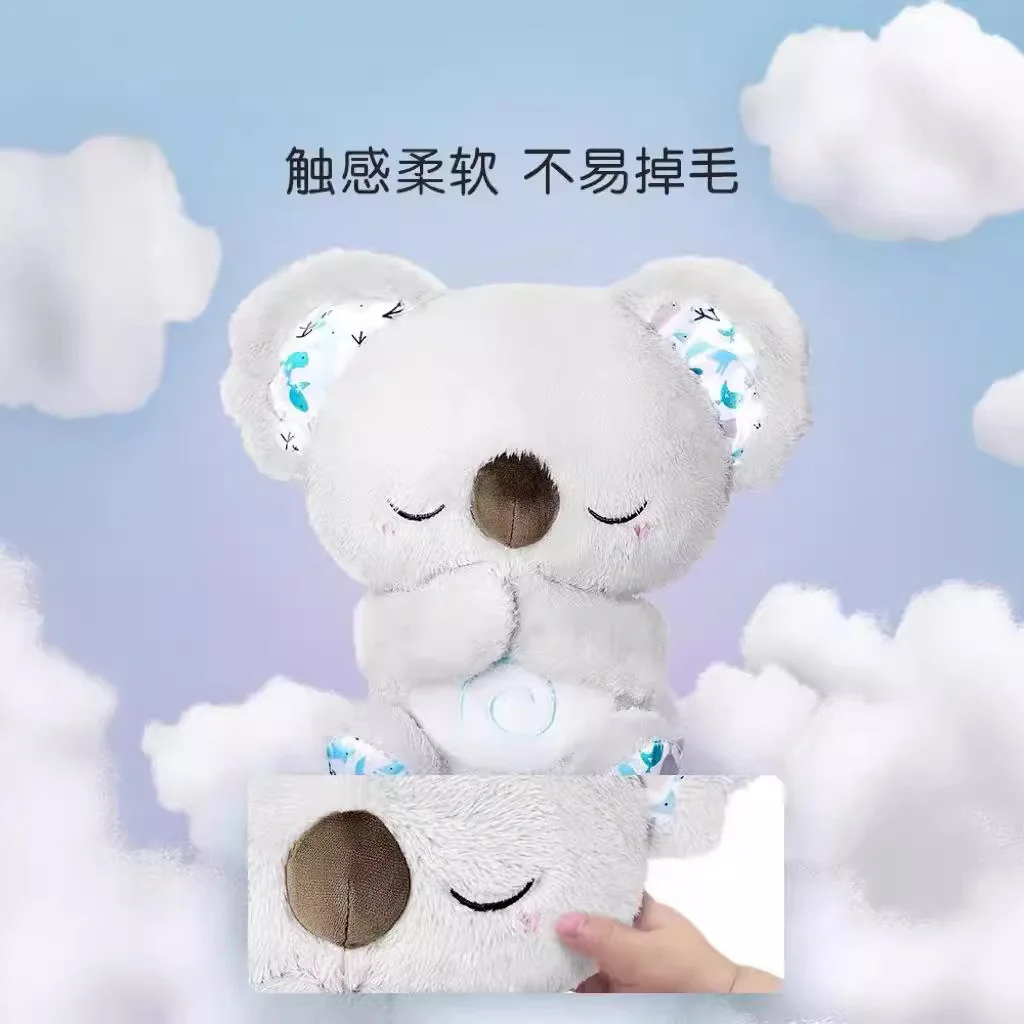 아기 봉제 인형, 호흡 곰, 신생아, 진정 수면 놀이 메이트, 수달 장난감, 어린이 음악 수면 컴패니언 사운드 조명 인형 장난감 선물