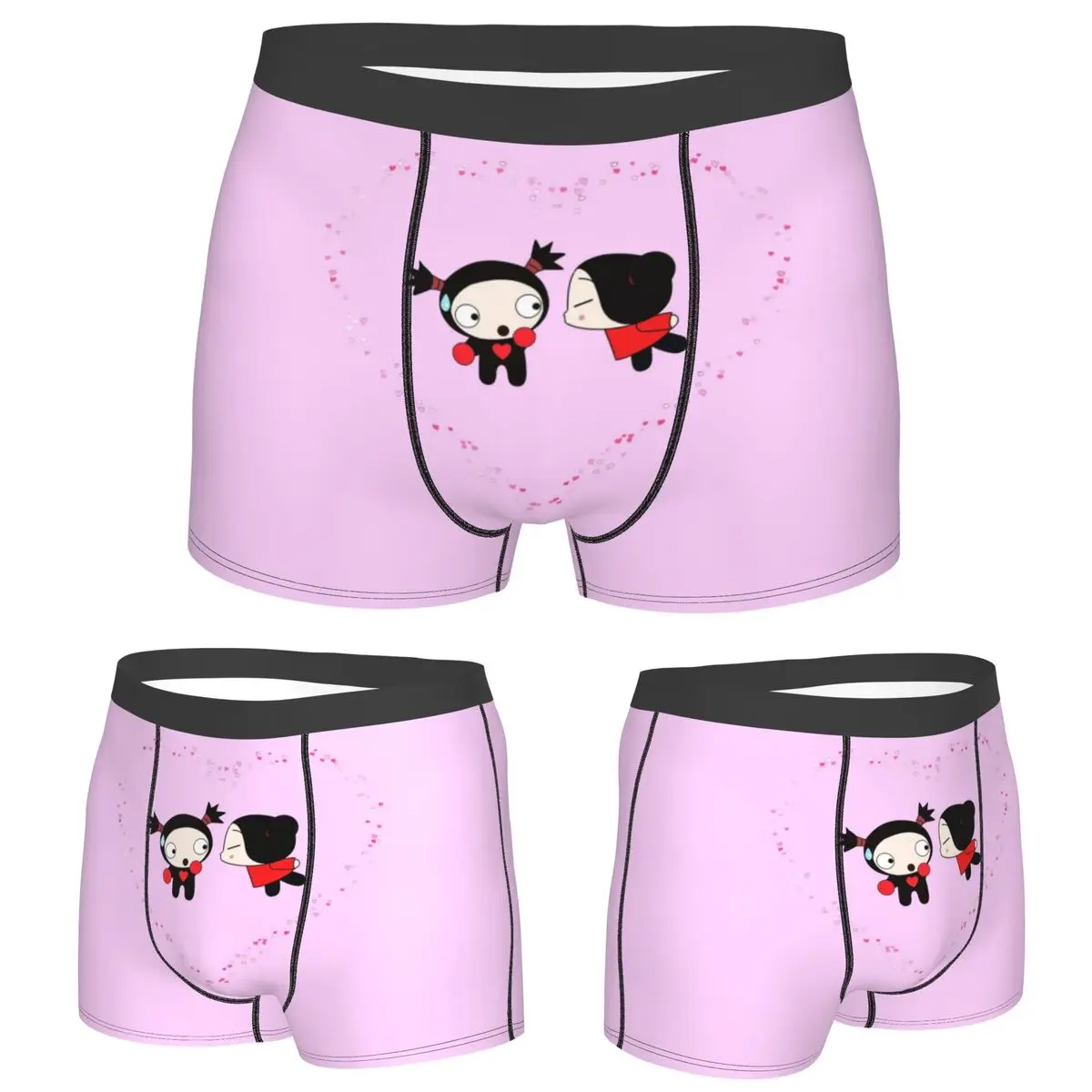 

Boxer Underpants Shorts Pucca Loves Garu Panties Men Ventilate Underwear for Homme Man Boyfriend Gift