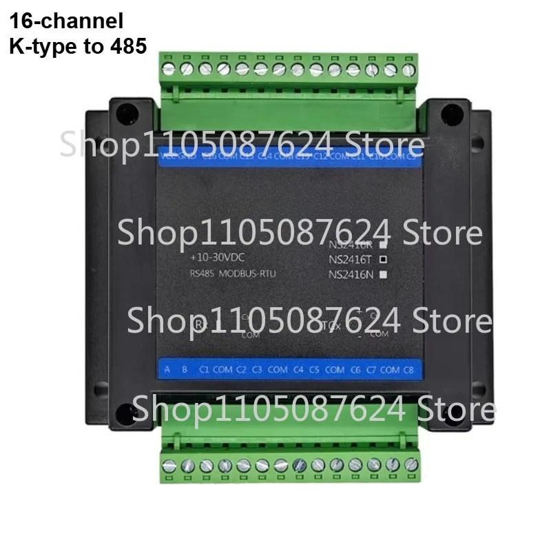 Temperature acquisition transmitter with digital display, rail-mounted K-type thermocouple, converting to RS485/ Ethernet TCP