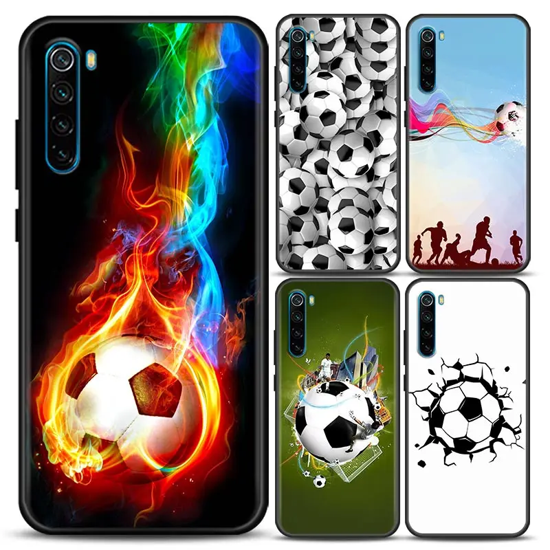 Fire Football Soccer Ball Phone Case For Xiaomi Redmi Note 11 10 9 8 Pro 9S 8A 10S 11S Soft Cover For Redmi Note 8Pro 10Pro