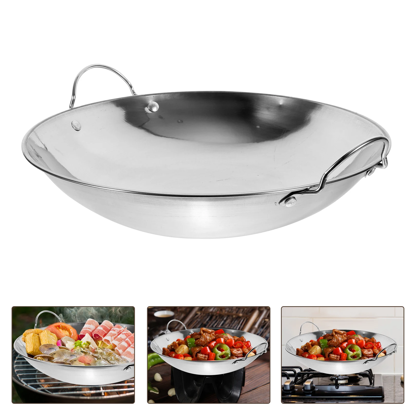 

Anti Overflow Tripod Pot 10 Inch Stainless Steel Nonstick Cooking Pan Single Person Hot Pot Kitchen Cookware Metal Wok Fry Pan