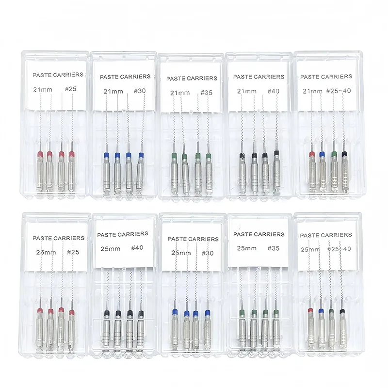 4pcs/Box 21/25mm #25-40 Dental Lentulo Paste Carriers Endodontic Reamers Drill Burs Endo Files Dentist Materials Instruments