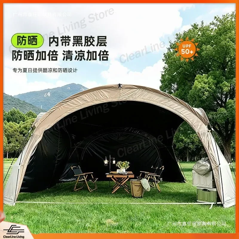 Outdoor Vinyl Dome Canopy Camping Tent Rainproof Sunproof Insect Proof Awning Yurt Tent for Backyard Garden Patio RV Travel