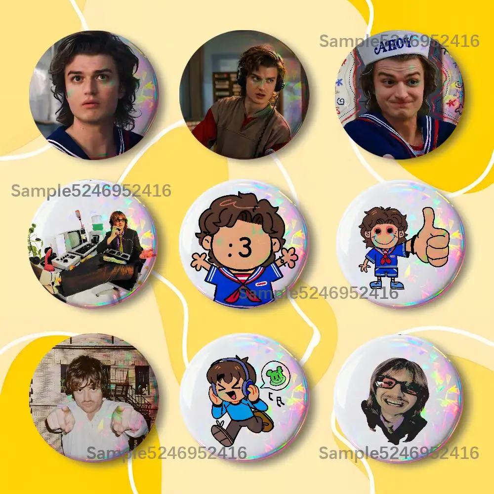 Joe Keery D-Djo Steve Button Pin Daily Stylish Ornament Badge Exquisite Round Brooches Backpack Accessorie