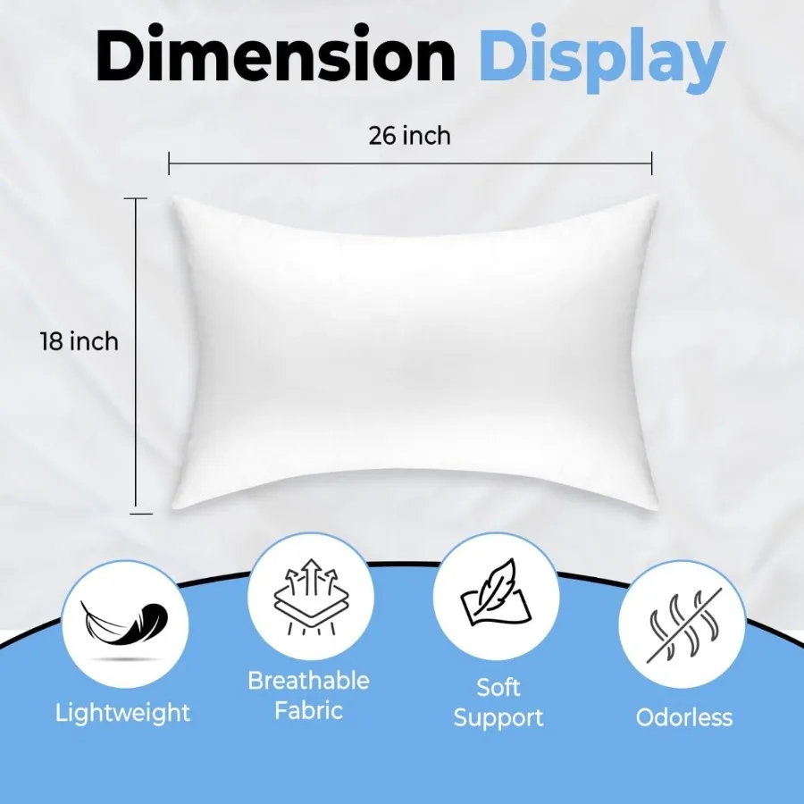 طقم وسائد سرير بحجم كوين مكون من قطعتين مع كثافة متوسطة للنوم الناعم والداعم مثالي للجانب الخلفي والنوم المعدني