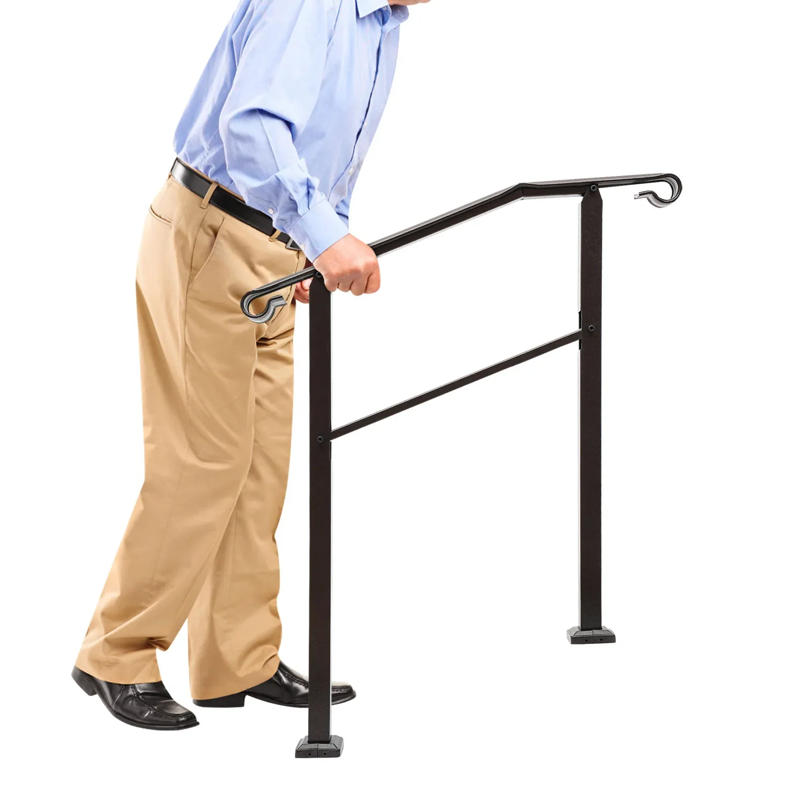 Fence & Rail Hand Rails for Outdoor Step, 3 Steps Handrail & Indoor Stair Railing Kit for Seniors Porch Railing & Deck Hand Rail