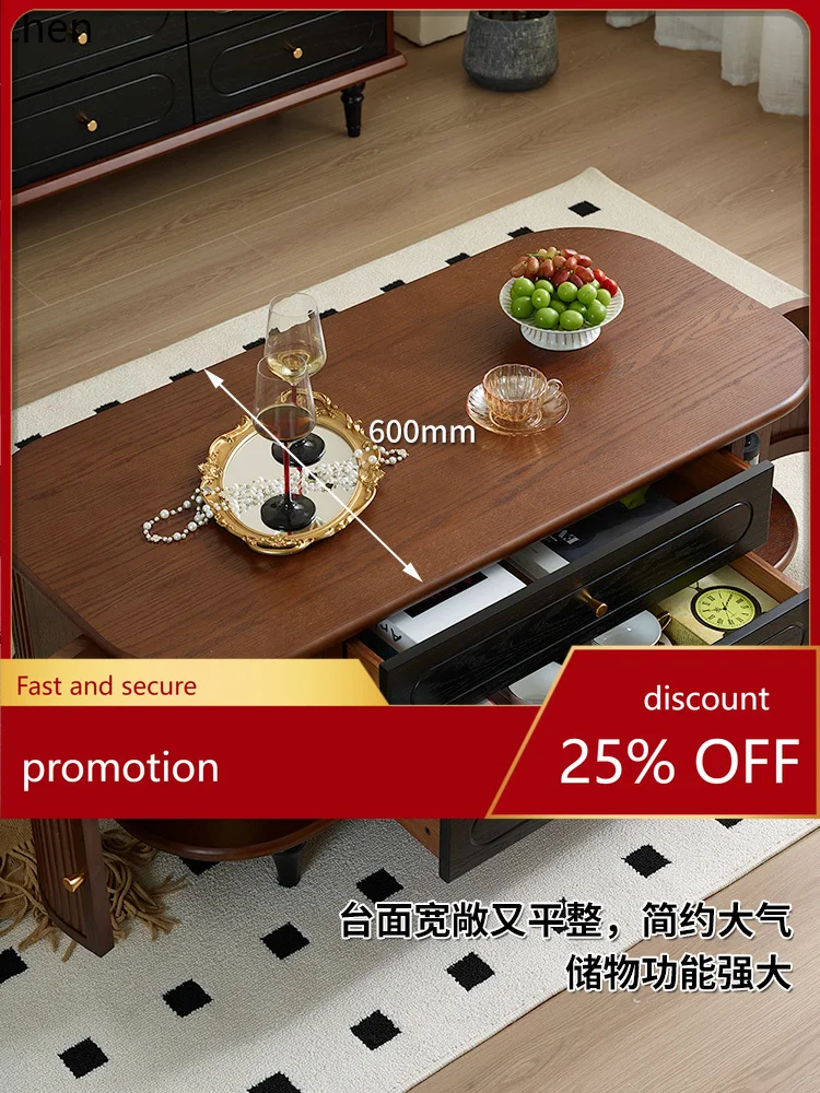 

ZML Solid Wood Coffee Table TV Cabinet Combination Living Room Furniture Tea Table Small Apartment Coffee Table