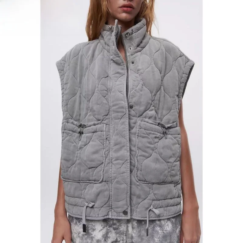 

Новая модная женская хлопковая жилетка с воротником 2023 года, универсальная осенне-зимняя одежда на молнии, цветная