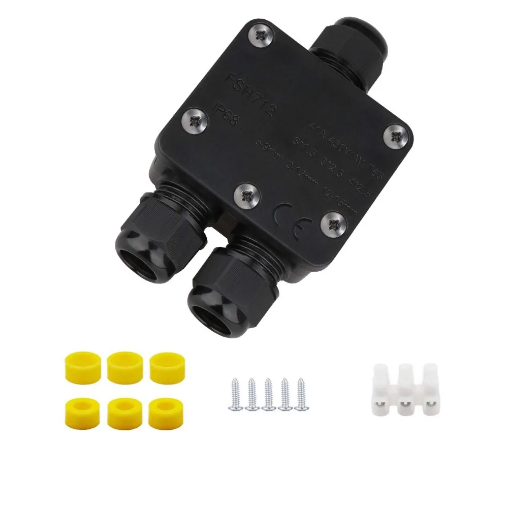 Cable Connector IP68 3 Way Electrical Junction Box Street Lamp Sealing Box Terminal Box Tee 1 In 2 Out With Terminal
