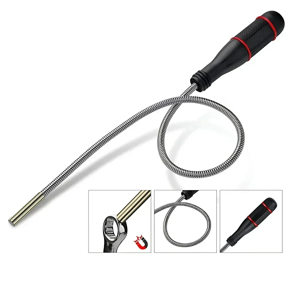 Bendable Suction Bar Flexible Magnetic Pickup Tool Bendable Snake Pickup for Locate Falling Objects Reach Sink Drains Pick Up