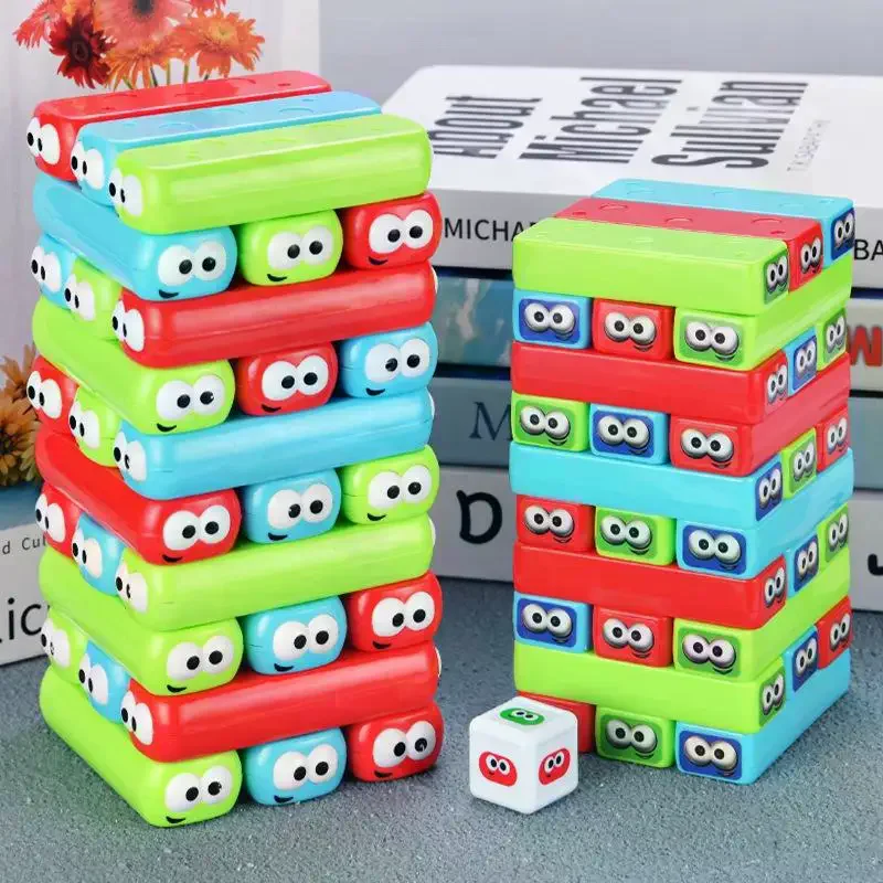 

Увлекательная семейная игра - Набор разноцветных строительных блоков; Забавная игрушка для детей для увлекательного складывания.