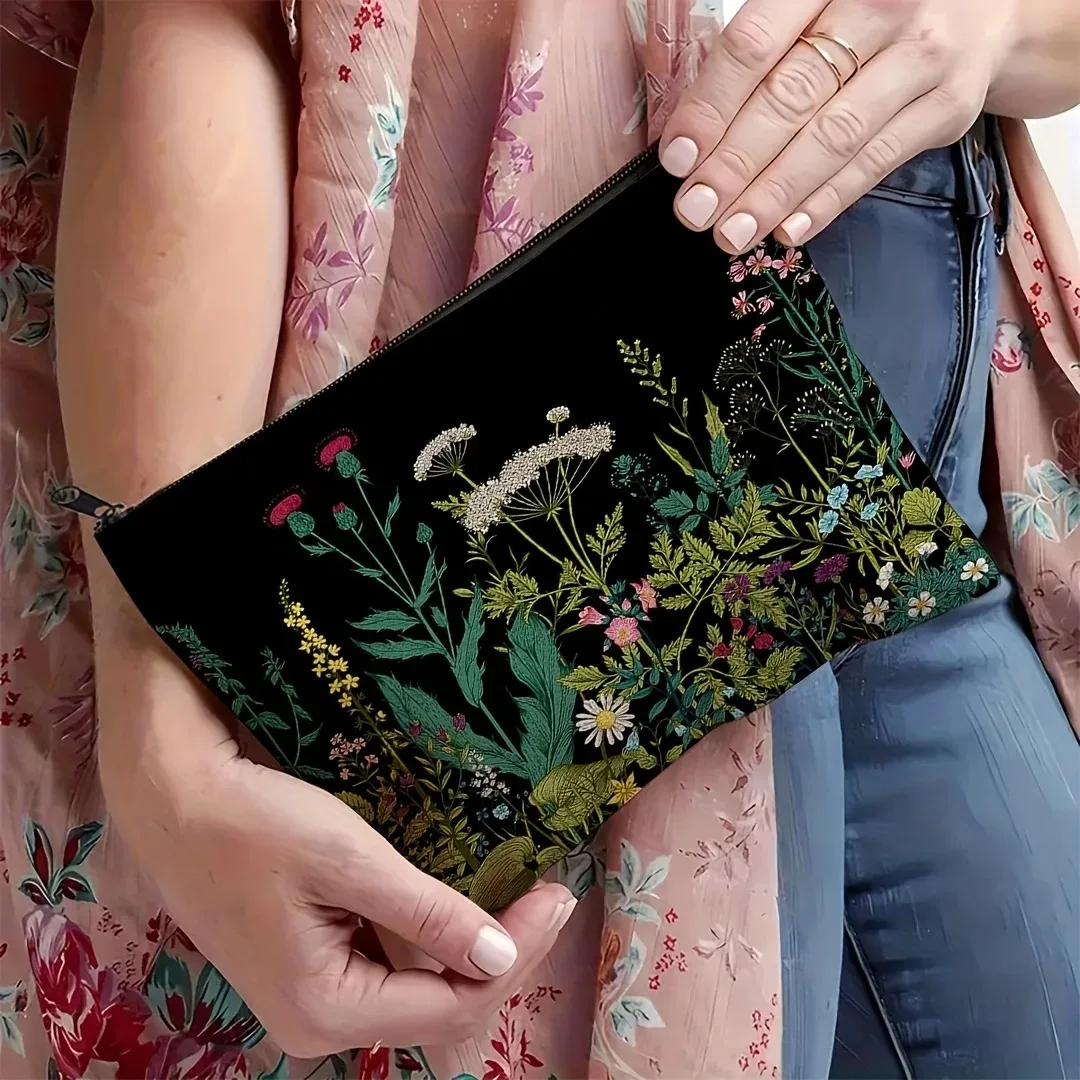 Grüne Hexe Natur Mondphase Wald Boho Tarot Reißverschlusstasche Kosmetiktasche Halbmond & Laubstifte, Reisezubehör – Detail 7