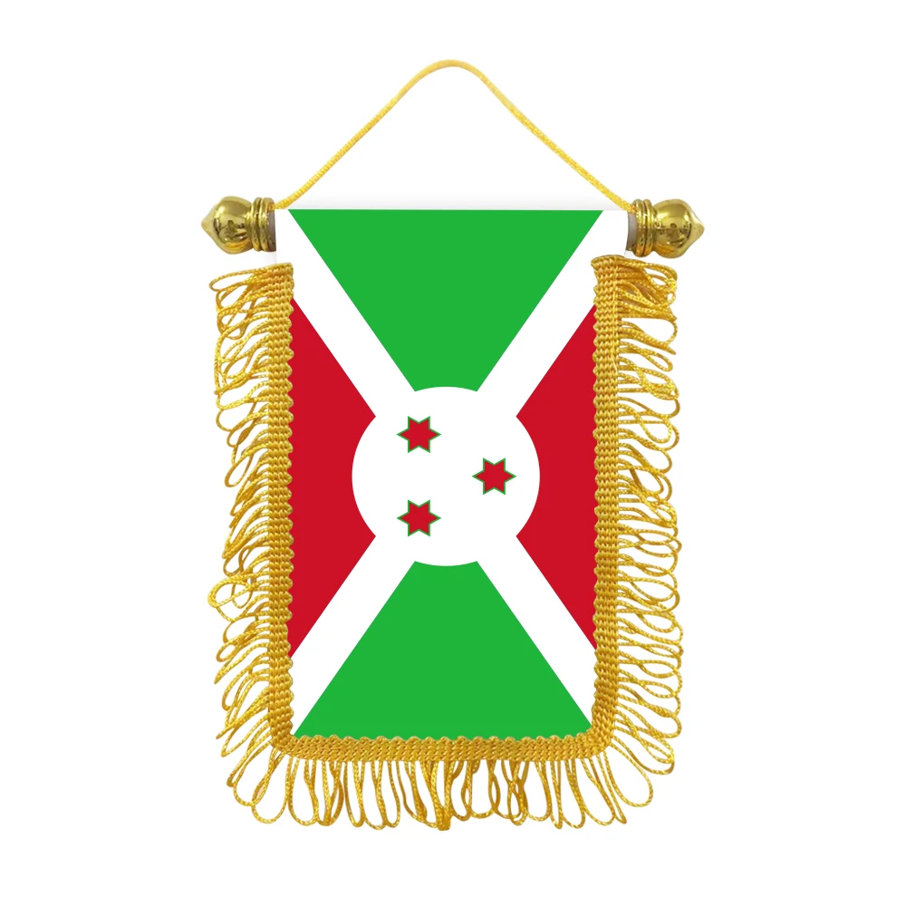 Burundi small hanging flag 10x15cm triangular flag car decoration hanging flag double-sided pattern with suction cup