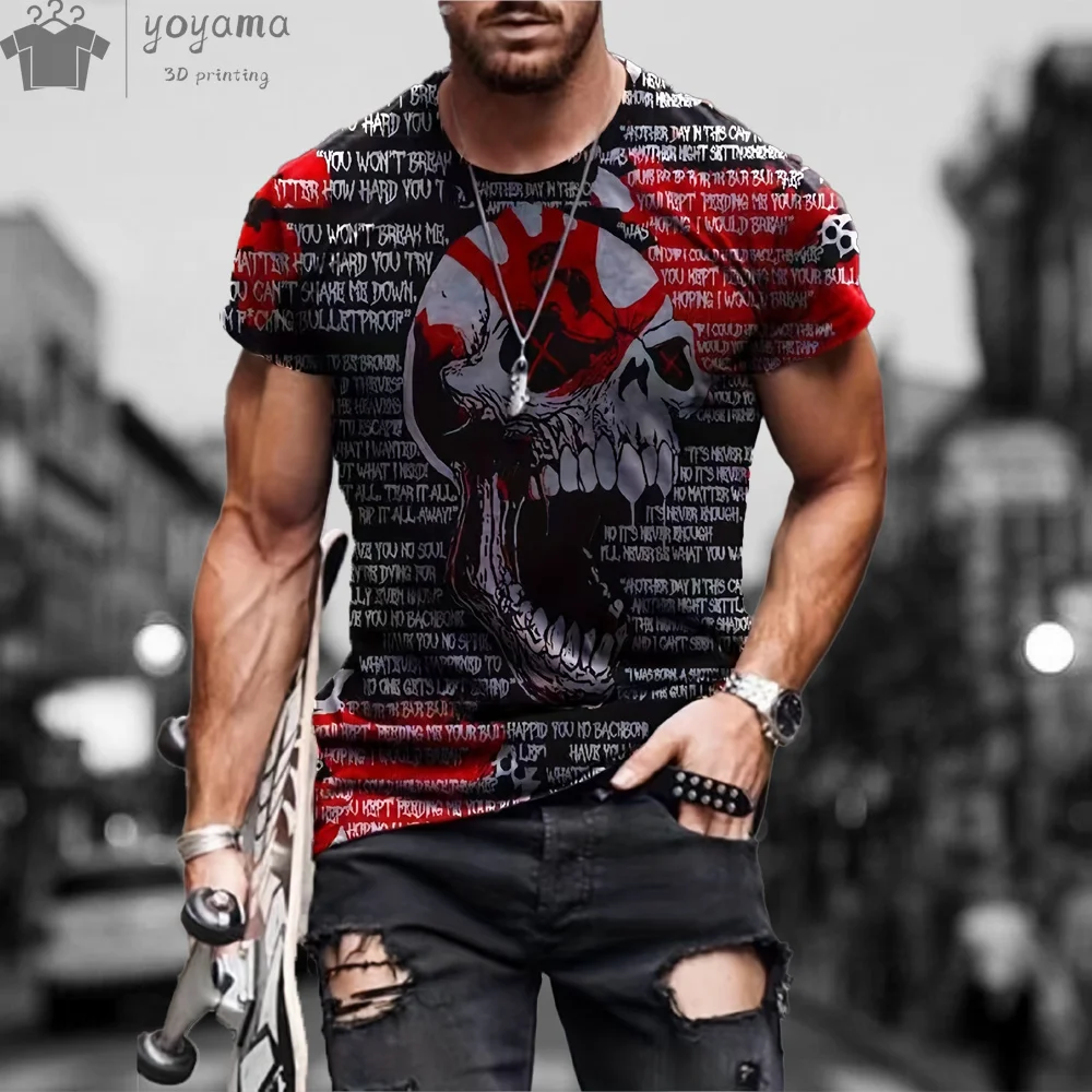 

Skull Print Clothes Men Designer Men's T-shirts Men's Summer Clothes Compression Shirt Men Short Sleeve Tee Skull Graphic Tees