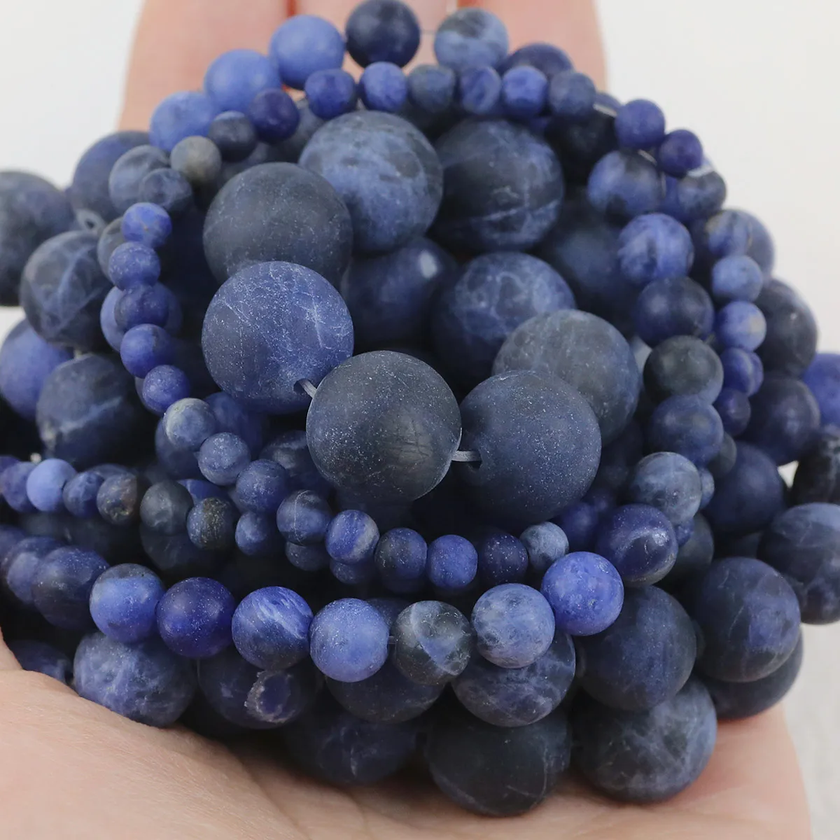 Matte Blue Natural Stone Round Loose Beads For Jewelry Charms Necklaces Bracelets Handmade Making DIY Accessories 4 6 8 10 12mm