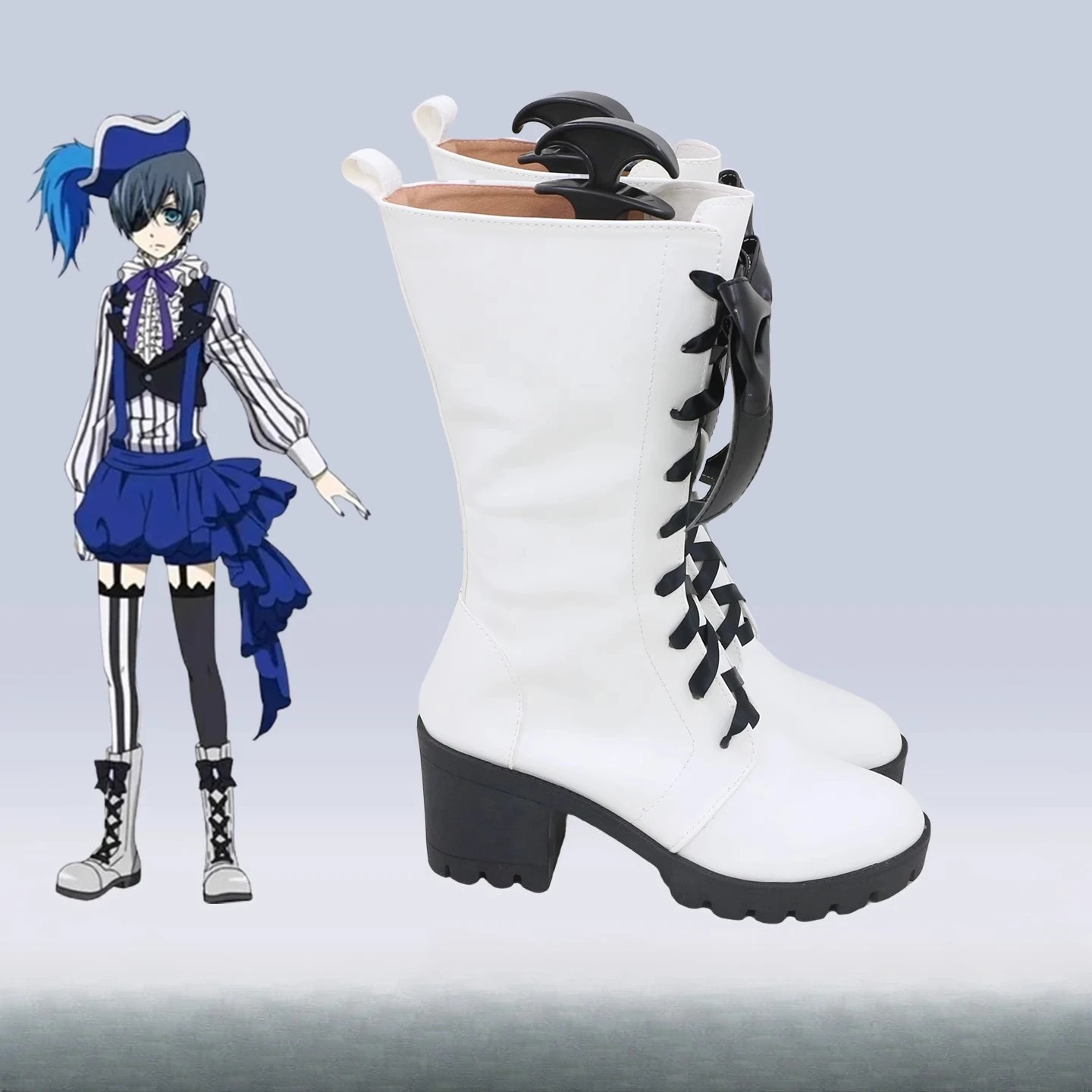 アニメ靴黒執事ブックオブサーカスシエル・ファントムハイヴ黒執事コスプレブーツハロウィンコスチュームアクセサリー小道具製