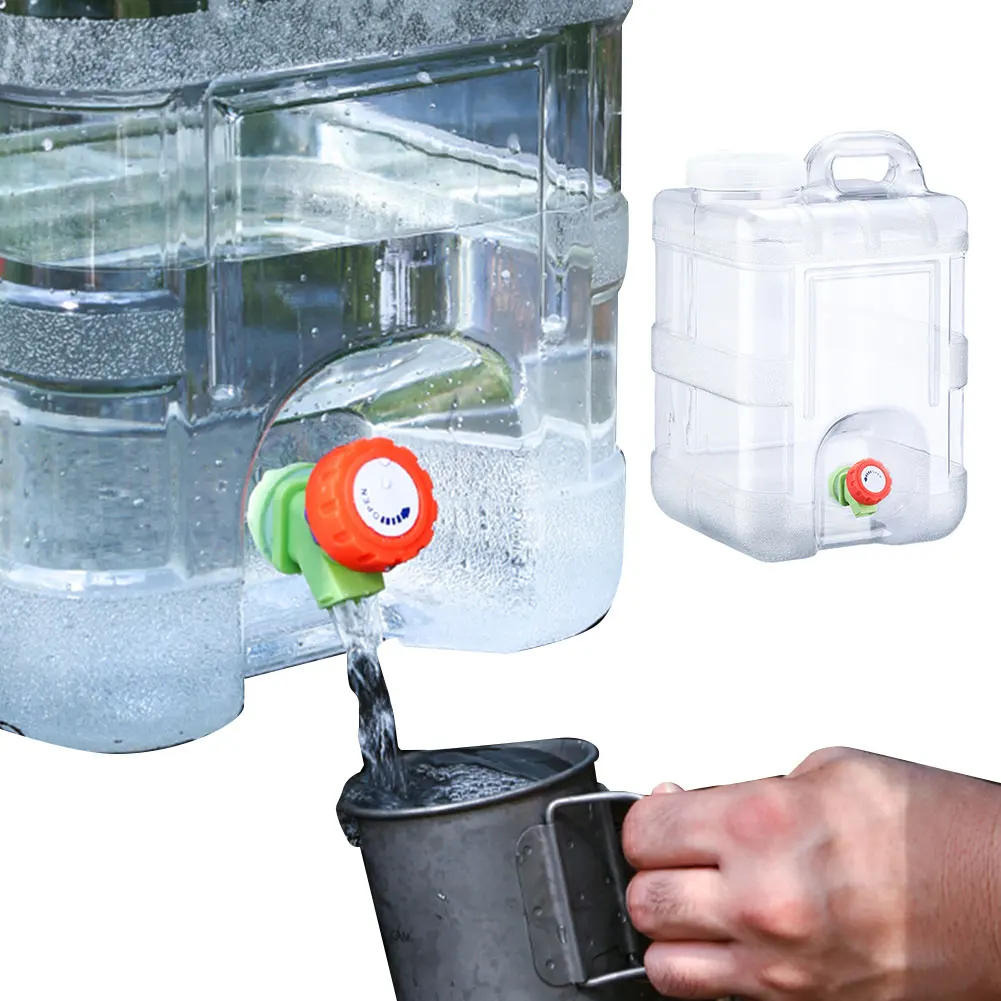 Recipiente de água potável de 10/12/15l com torneira, tanque de água de acampamento à prova de vazamento, grande capacidade, suporte de armazenamento de água para caminhadas, carro