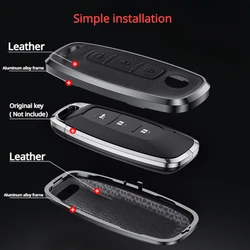 Alloy Leather Car Key Case Cover Shell Fob For Nissan X-trail T33 Qashqai J12 Teana Remote Protect Shell Skin Holder Accessories