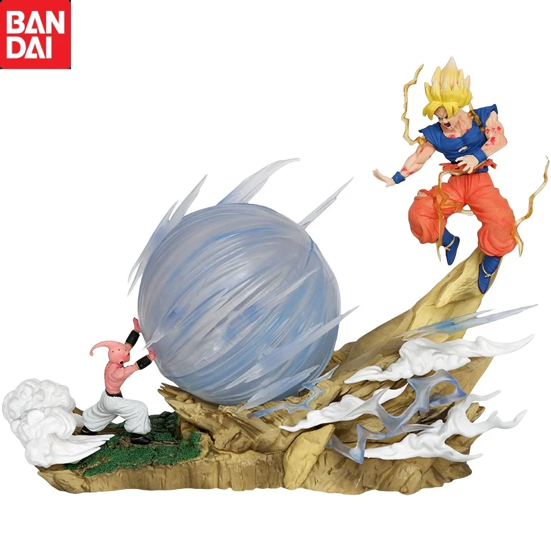 21cm  Dragon Ball Action Figures Majin Buu Vs Son Goku Luminous Garage Kits Genki Damaspirit Bomb Pvc Collection Model Toys Gift