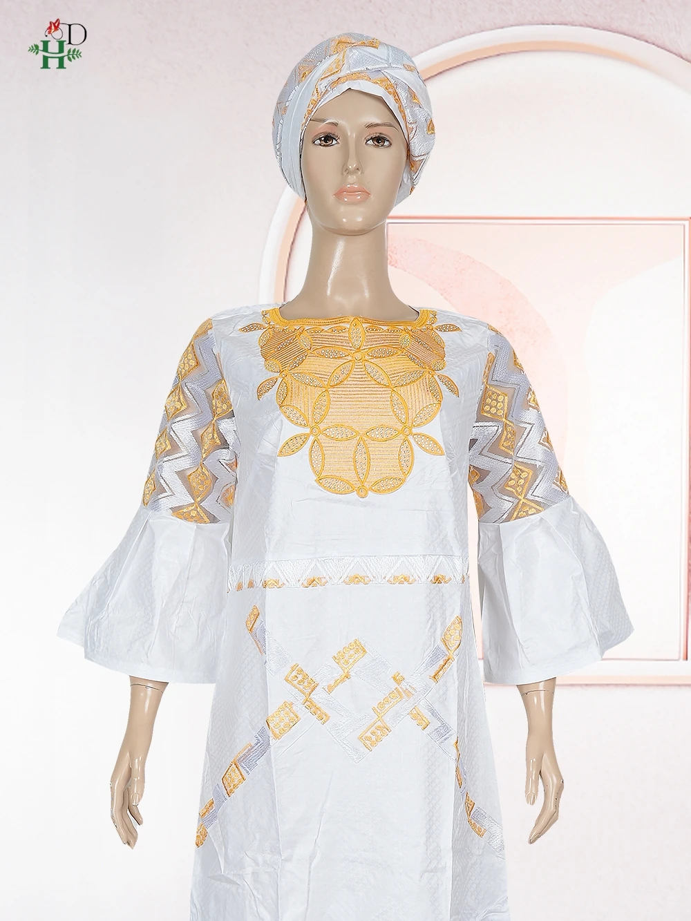 

African Dresses For Woman Traditional Dresses Embroidered Wedding Abaya Church Robe White Bazin Riche Elegant Africa Clothing