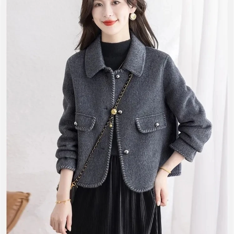 سليم صالح معطف الصوف المرأة Faionable الخريف الشتاء يندبروف الدفء الشباب التخسيس تويد الأعلى السيدات ort ملابس خارجية #2