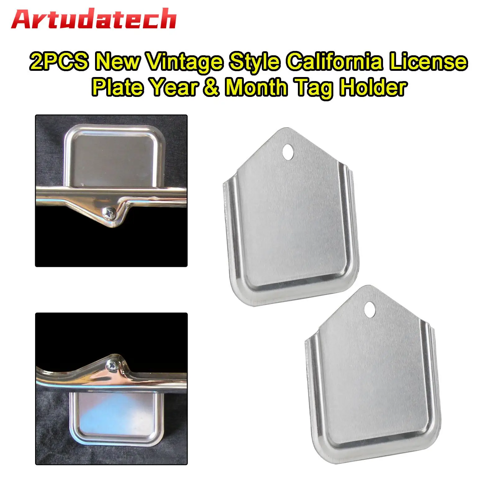 Artudatech 2PCS New Vintage Style California License Plate Year & Month Tag Holder Car Accessories