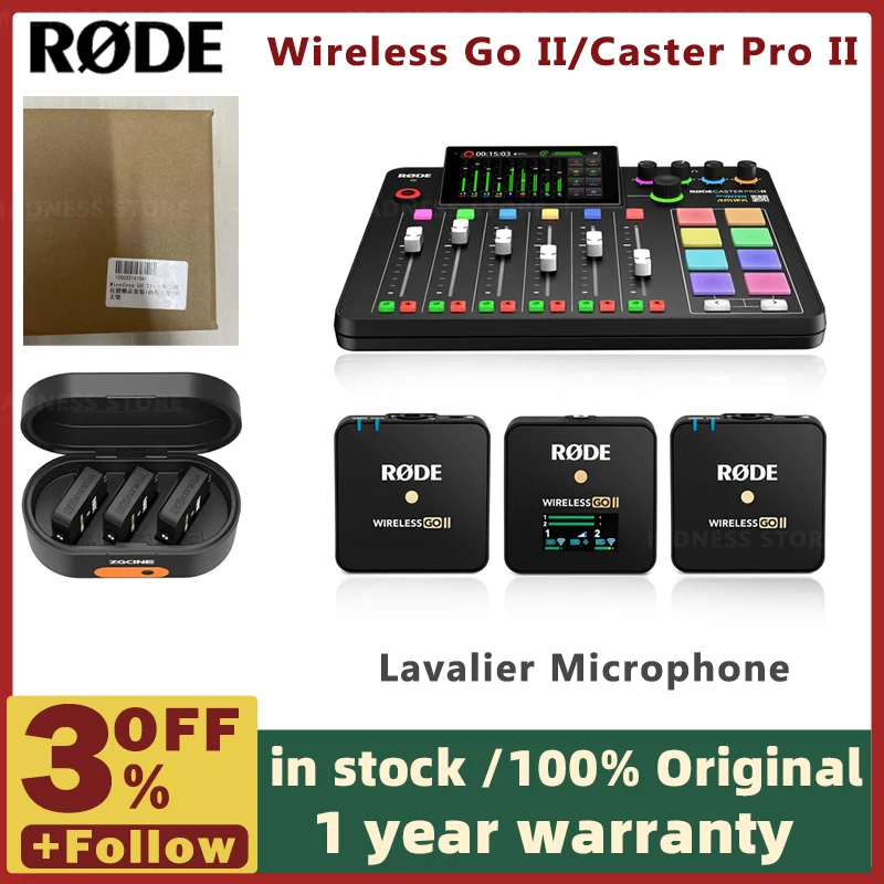 Rode Wireless Go II GO2 Wireless Lavalier Dual Channel Mic RX 2TX Transmission Microphone Accessories for Phone DSLR Cameras