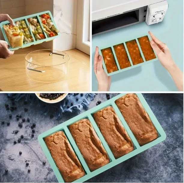 1PC Silicone Freezer Tray Soup 4 Grids Storage Boxes Food Freezing Container Molds With Lid Frozen Packaging Box Kitchen Gadgets