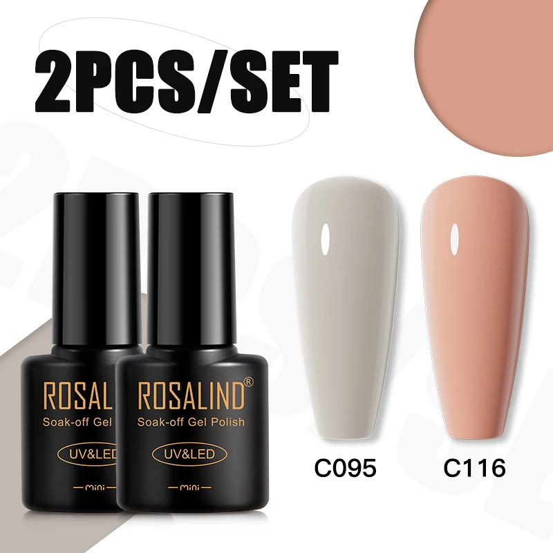 Rosalind Nail Gel Set Nagellak Puur Nude Uv Gel Semi Permanente Vernis Basis Matt Top Coat Effect Nail Art 2/4/6/8/10 Stuks Geen Doos