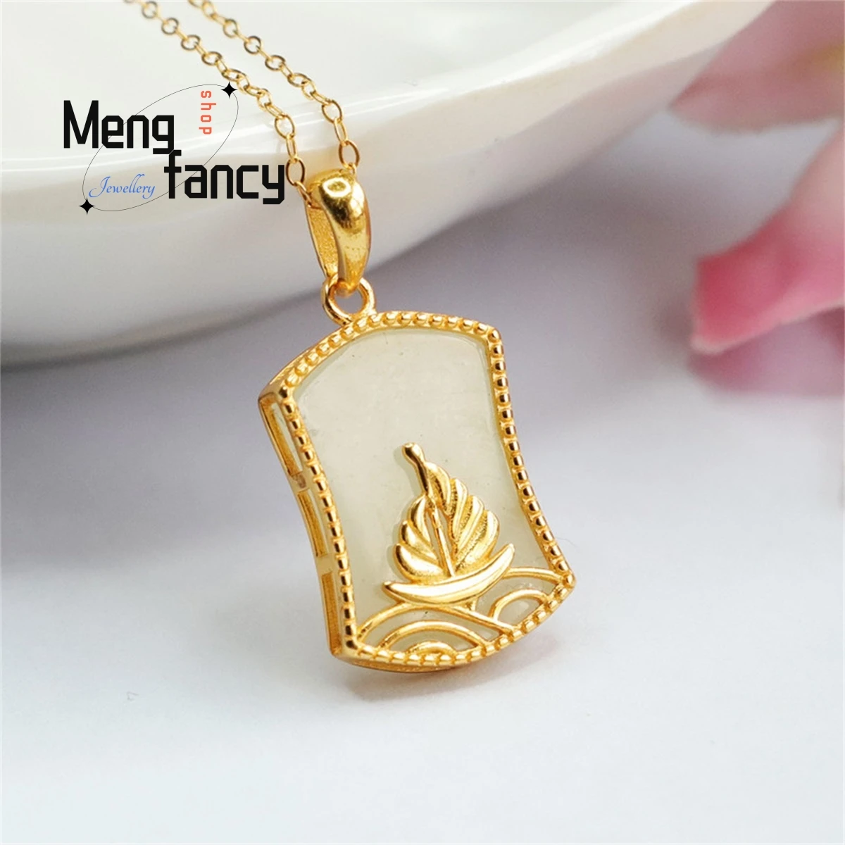 Natural S925 Silver Inlaid With Hotan Jade Wushi Brand Pendant Simple Personality Fashion Charm Luxury Women Fine Jewelry Mascot