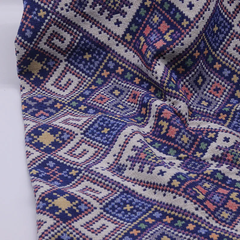 Ethnic Style Woven Plaid Jacquard Fabric for Lothing Jacket Bag Designer Handmade Diy Sewing By The Meter Wholesale Cloh