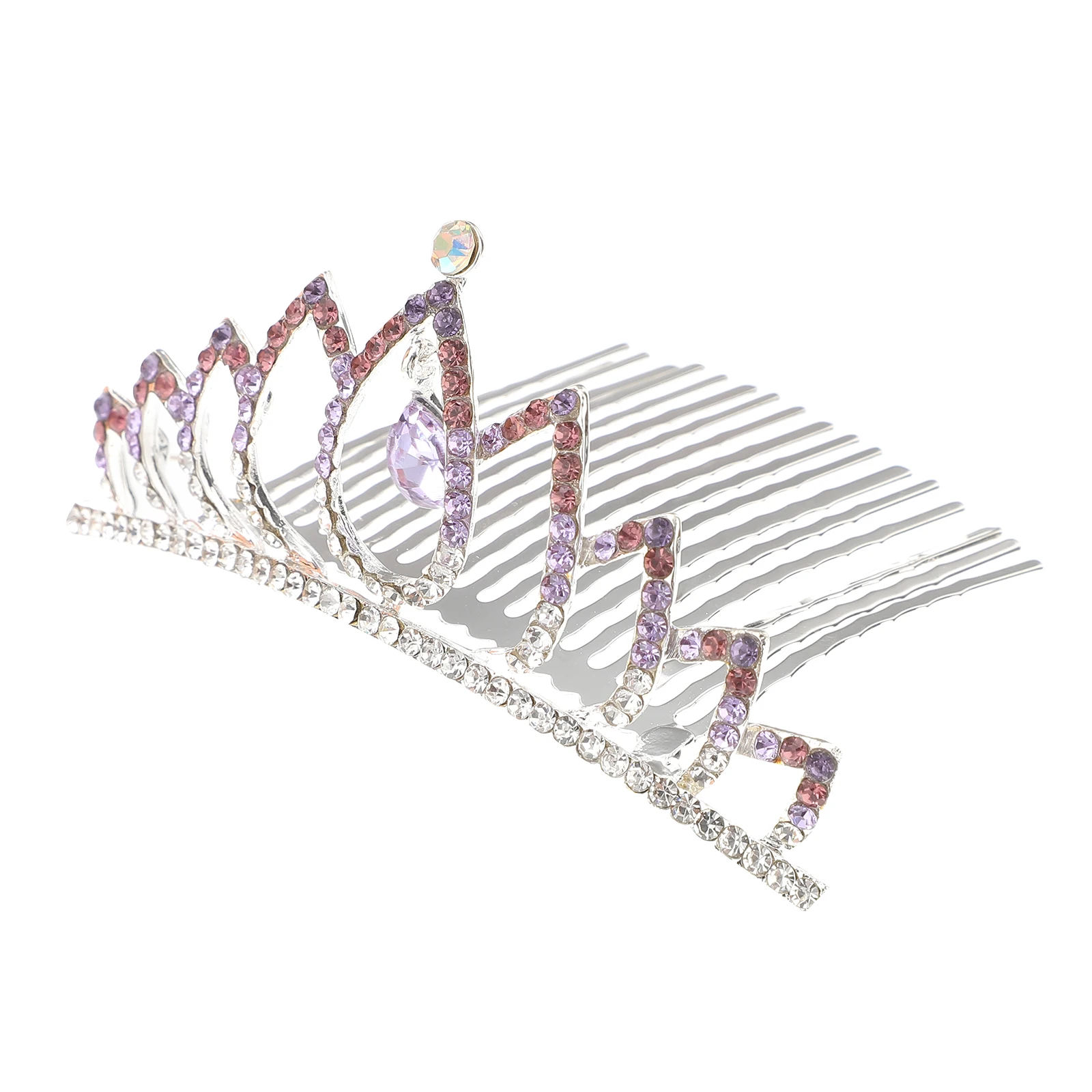 

Crown Colored Rhinestone Wedding Comb Bridal Hair Decor Cake Clip White Headpiece Tiara Elegant Stylish Durable Party