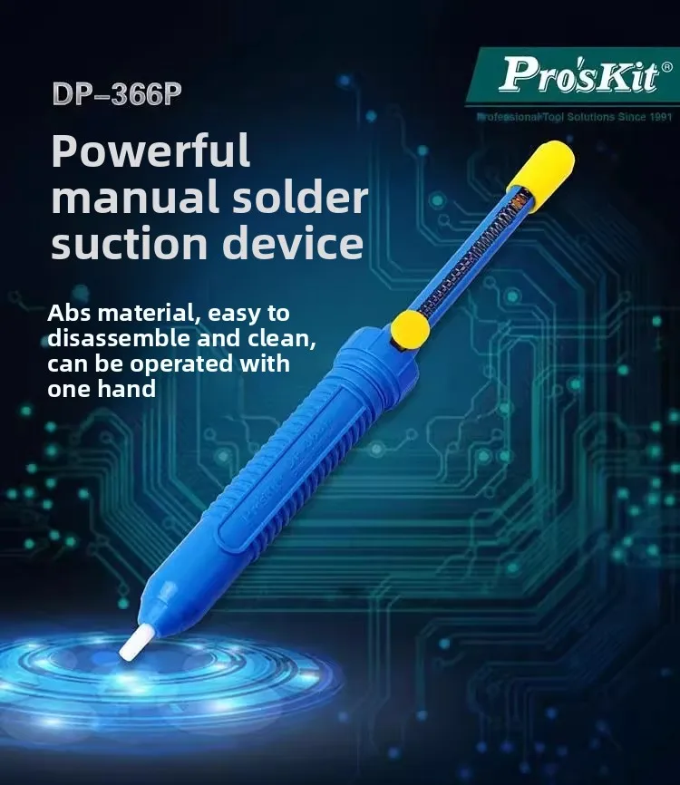 Pro'sKit solder sucker DP-366P Long handle manual strong suction device tin suction pump suction gun solder removal tin tool