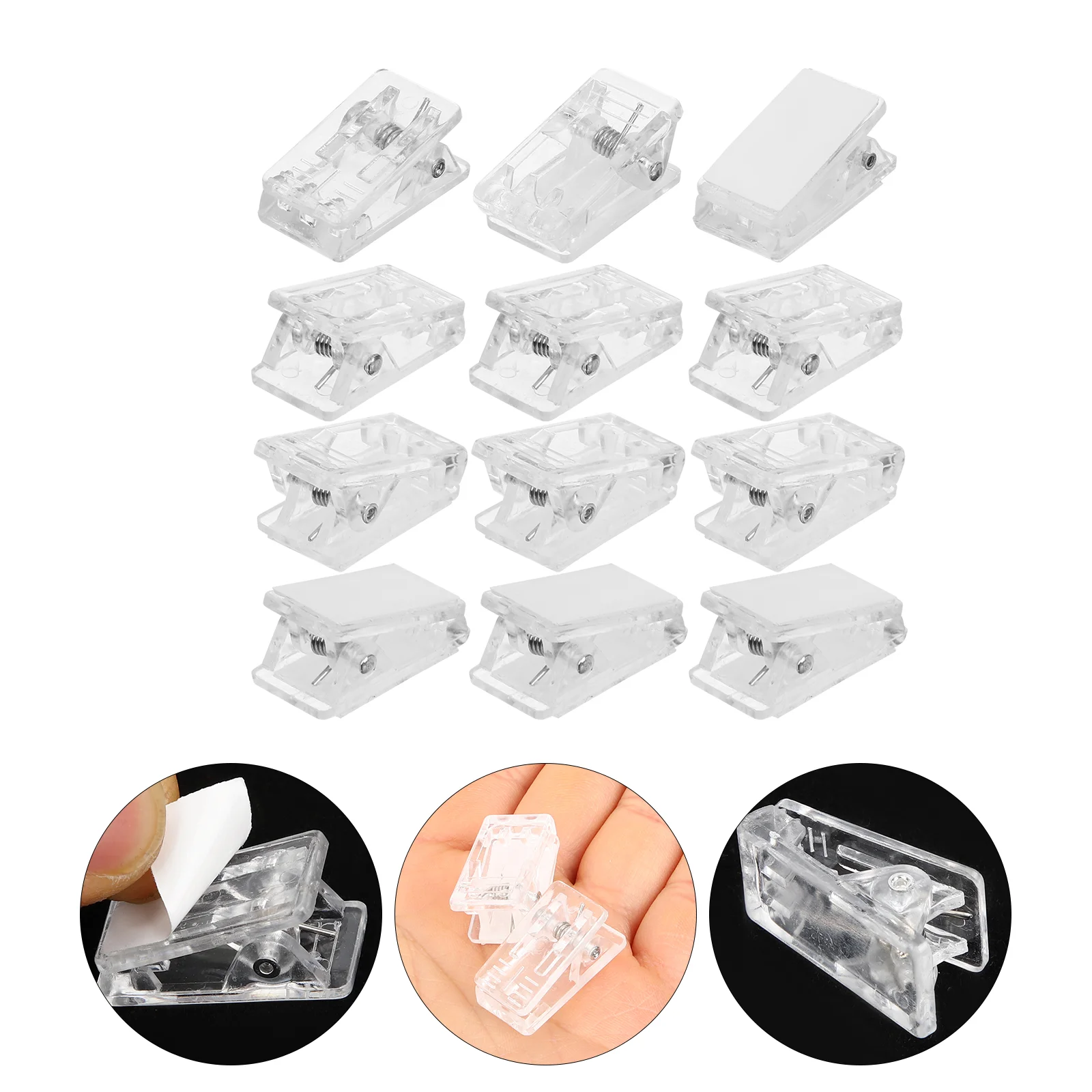 30Pcs Clear Self-Adhesive Clips Sticky Photo Clips Posters Clips Badges Clips clear spring clip badge clip