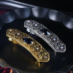 Retro style horizontal women's hair clip with gold silver colors European  American style hair pin alloy premium straight claw