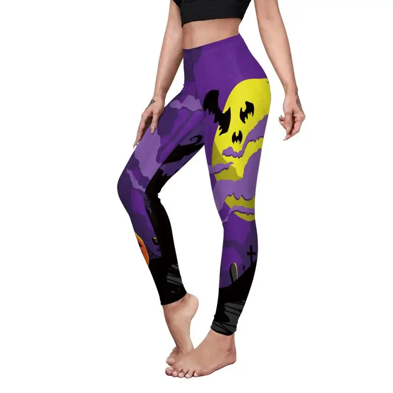 Nadanbao Leggings mit Spinnennetz-Skelett-Print, Halloween-Party, Damenhose, Sommerhose mit mittlerer Taille, weibliche Fitness-Sportstrumpfhose – Detail 37