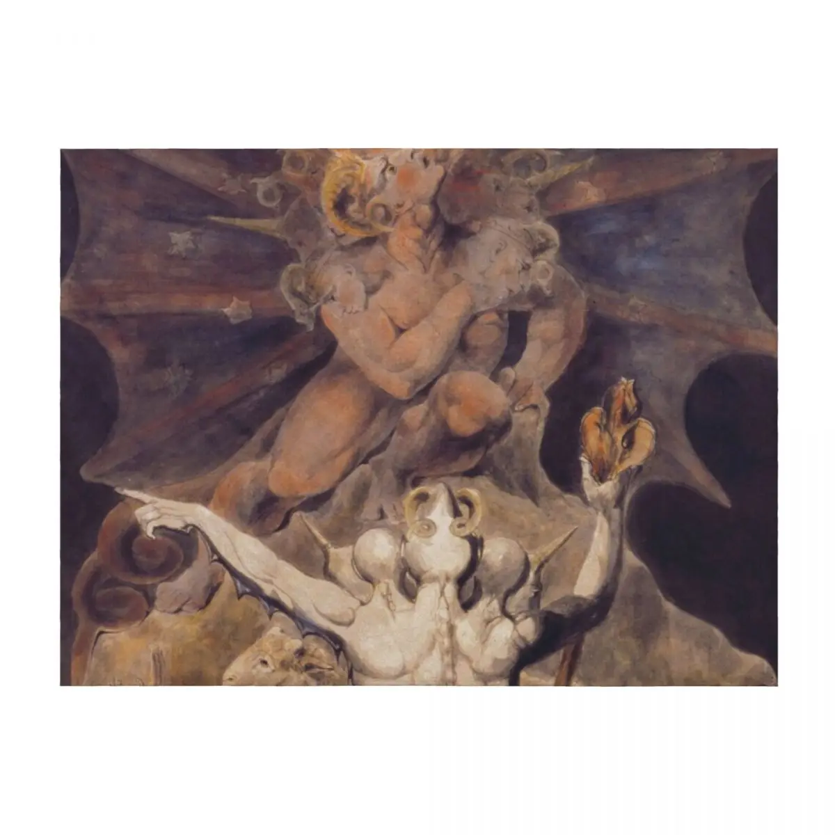 

HD The Number of the Beast is 666, (serie - number 3 of 4) by William Blake HIGH DEFINITION (original colors) Throw Blanket
