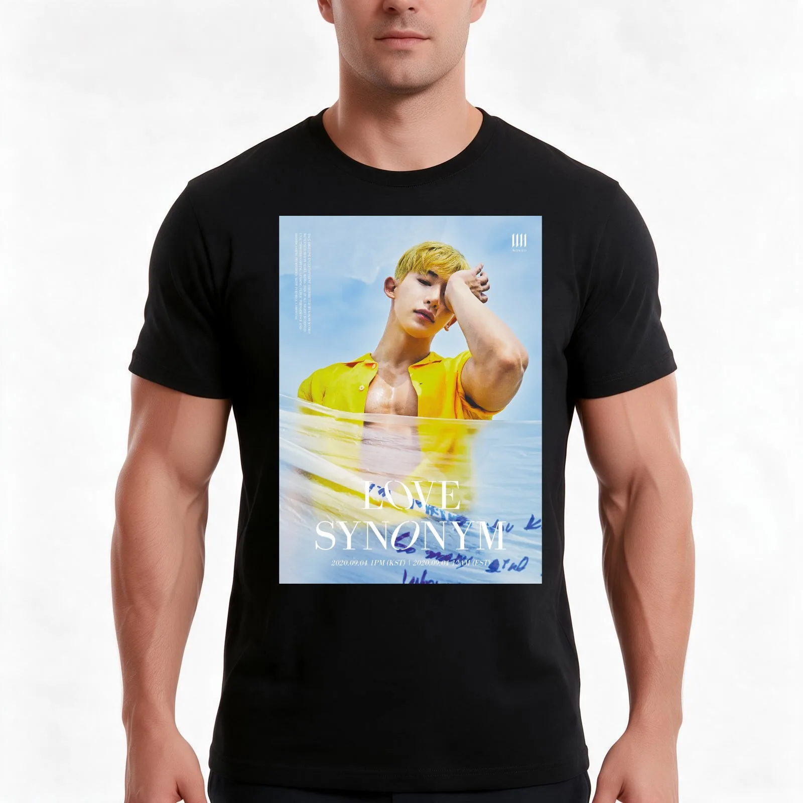 WONHO OPEN MIND T-Shirt, Summer Casual Cotton Tee, Oversized Streetwear Tops, Vintage Graphic Print, Loose Fit Short Sleeve