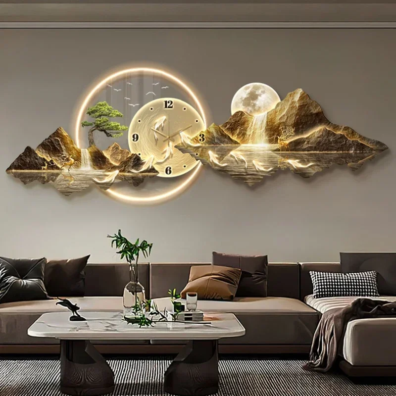 Nature Modern Luminous Wall Watch Light Silent Aesthetic Creative Design Clock Wall Nordic Reloj Pared Living Room Decoration