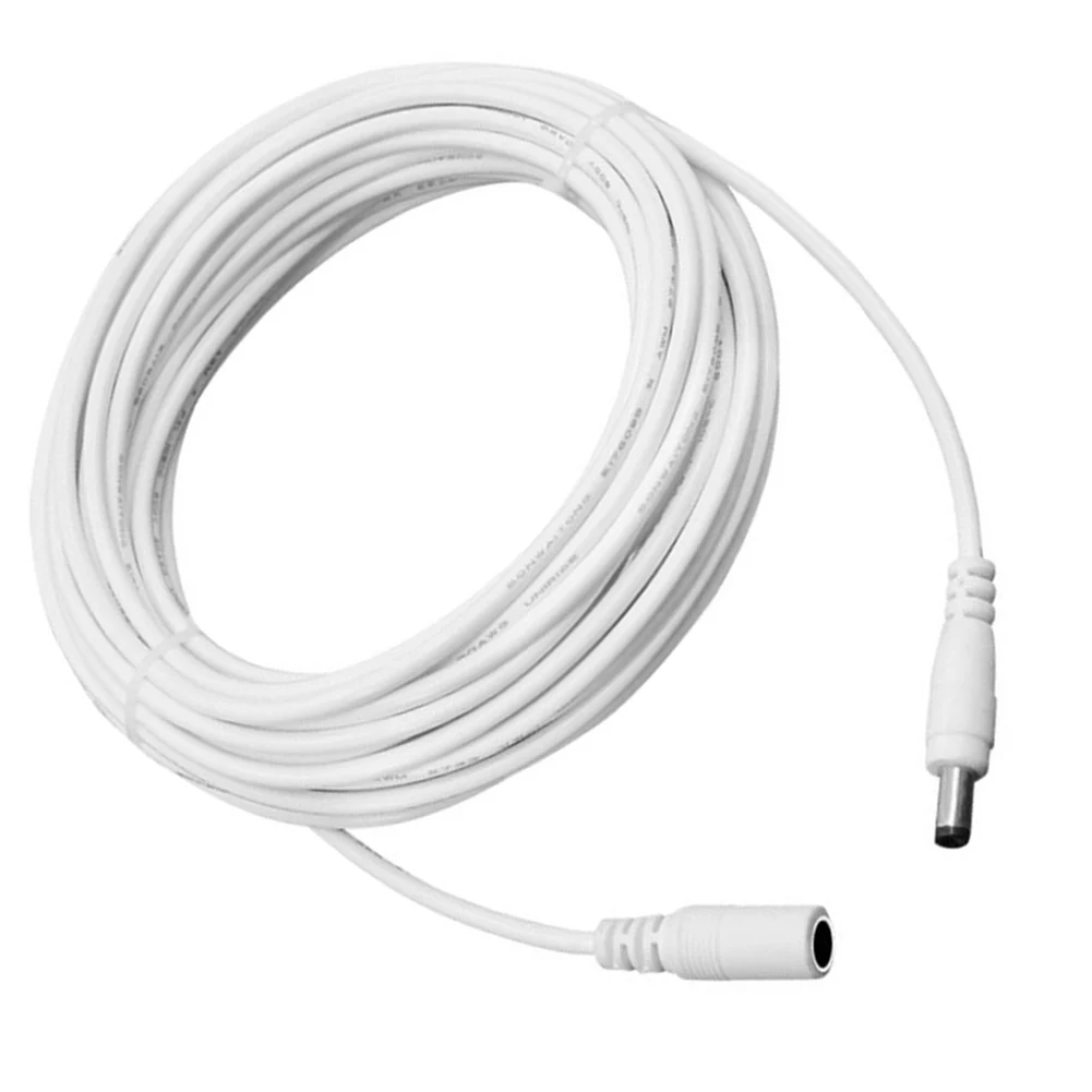 White 12V DC Extension Cable 5.5mm X 2.1mm Pure Copper Power Cord For LED Strip Security Camera Router Electrical Supplies