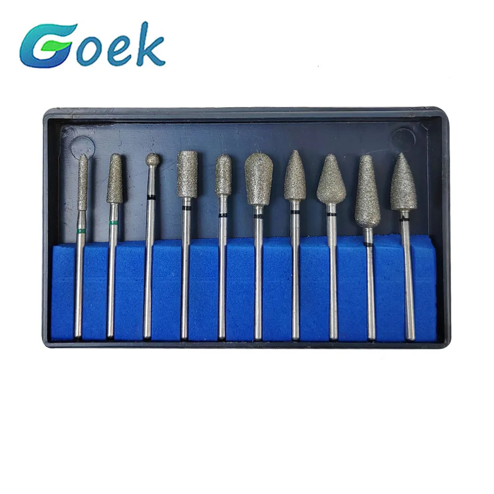 10pcs/Set Dental Fast Trimming ,HP Diamond Burs KIT Fast Trimming Grinding  Dentistry Supplies Big Grinding Head Drill Bits