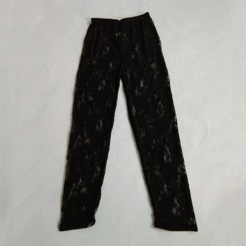 Verão feminino rosa floral bordado comprimento do tornozelo leggins oco para fora rendas cintura alta magro leggings longos plus size um tamanho