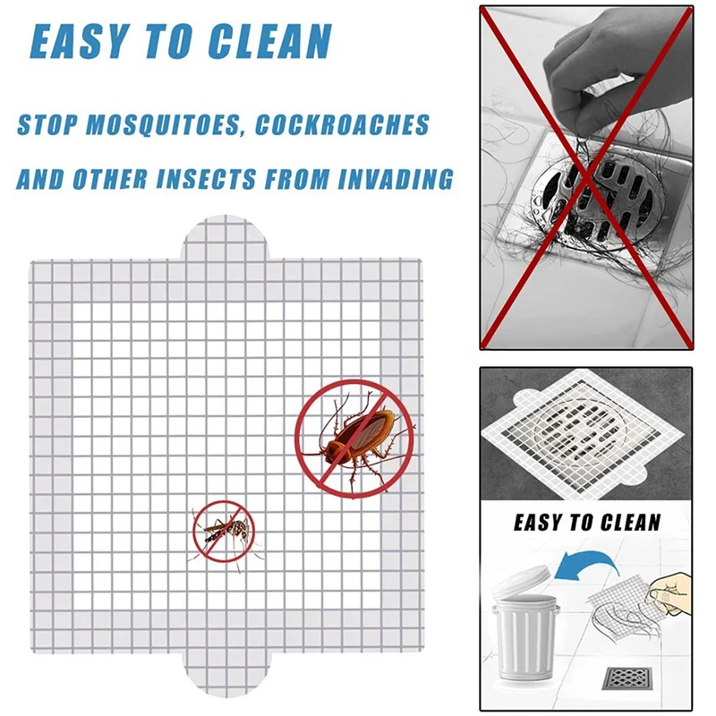 Disposable Hair Catcher Shower Drain Floor Sink Strainer Filter Mesh With Stickers For Bathroom And Kitchen 30 Pack